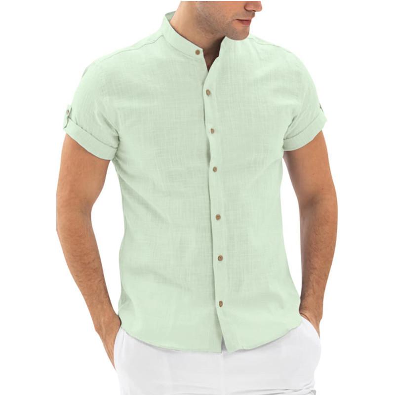 Men's Solid Color Stand Collar Shirt 35672031X