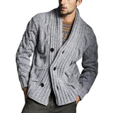 Men's Solid Color Long Sleeve Knit Sweater Jacket 09159392X