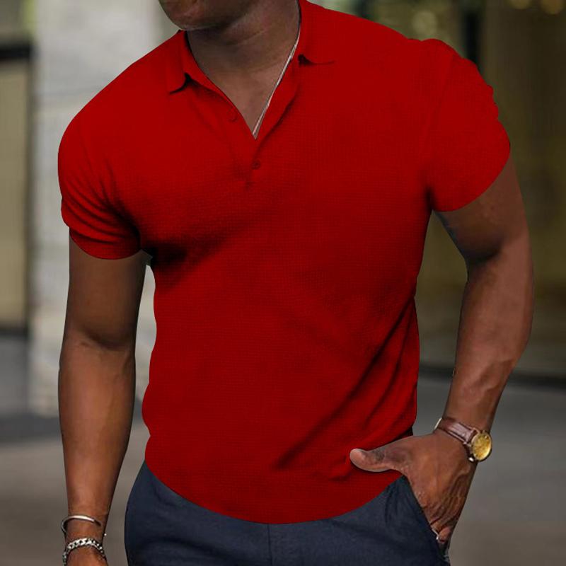 Men's Casual Slim Solid Color Short Sleeve Polo Shirt 04477231M