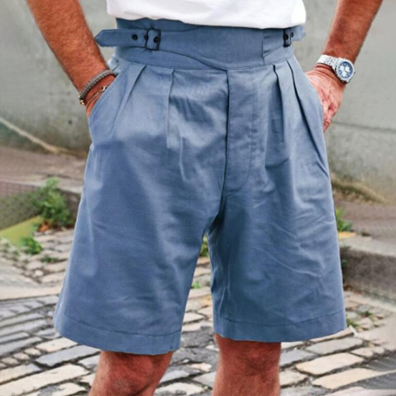 Men's Casual Solid Color Belt Pocket Shorts 55492352M