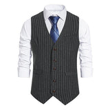 Mens Single-Breasted Striped Suit Vest 57502558M Darkgrey / S Vests