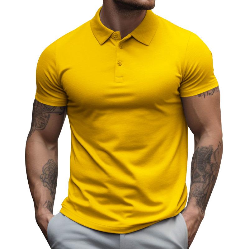 Men's Solid Slim Lapel Short Sleeve Casual Polo Shirt 22236281Z