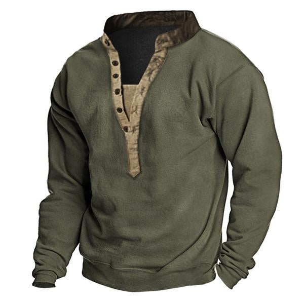 Mens Vintage Long Sleeve T-Shirt 29620550X Army Green / M Shirts & Tops