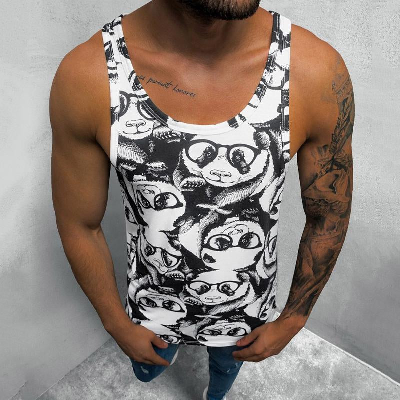 Men's Round Neck Printed Sports Tank Top 01648058X