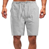 Men's Casual Solid Color Linen Pocket Shorts 66981374Y