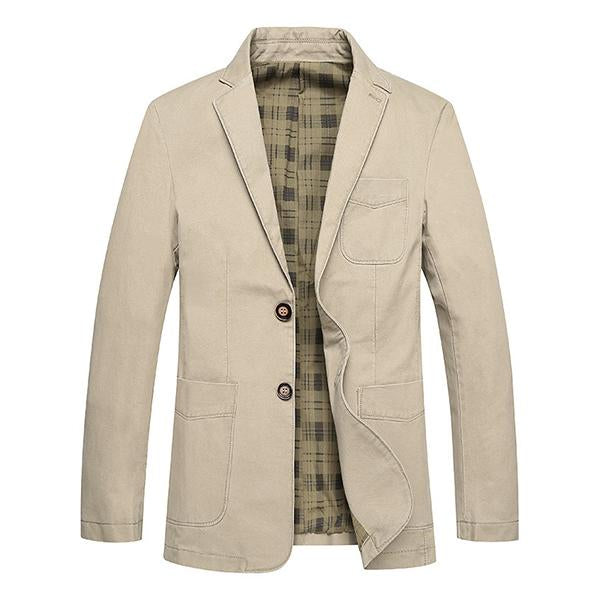 Mens Lapel Solid Color Casual Blazer 92248826M Beige / M Coats & Jackets