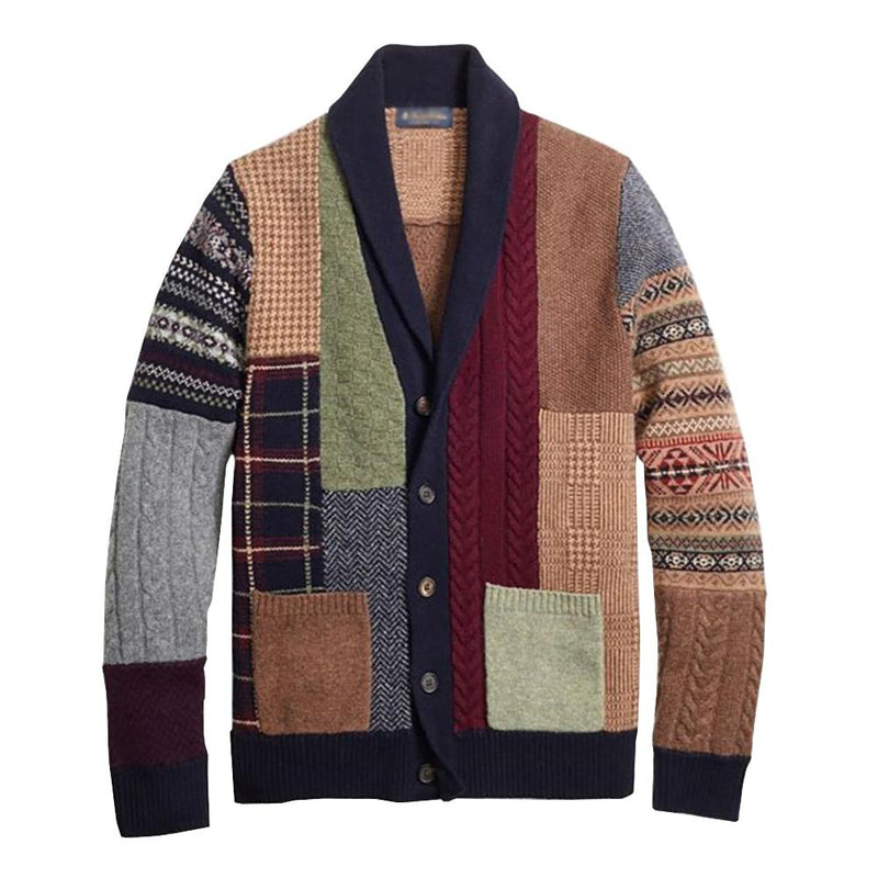 Men's Vintage Colorblock Sweater Knit Cardigan 63328684X