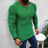 Men's Casual Slim Round Neck Long Sleeve Knitted Sweater 78200361M