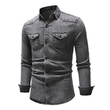 Mens Slim Casual Denim Shirt 10761350M Light Gray / M Shirts & Tops