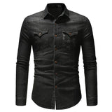 Men's Casual Denim Pocket Print Long Sleeve Shirt 77970622Y