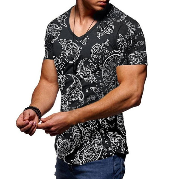 Men's Printed Round Neck Sports Short Sleeve T-Shirt 71547058X