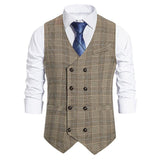 Men's Double Breasted Slim Fit Vintage Suit Vest (Shirt And Tie Excluded) 93941750M