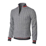 Men's Casual Turtleneck Colorblock Zipper Pullover Sweater 48616773M