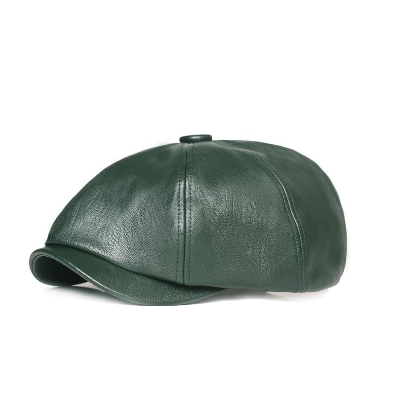 Men's Retro Solid Color PU Beret 81139955X