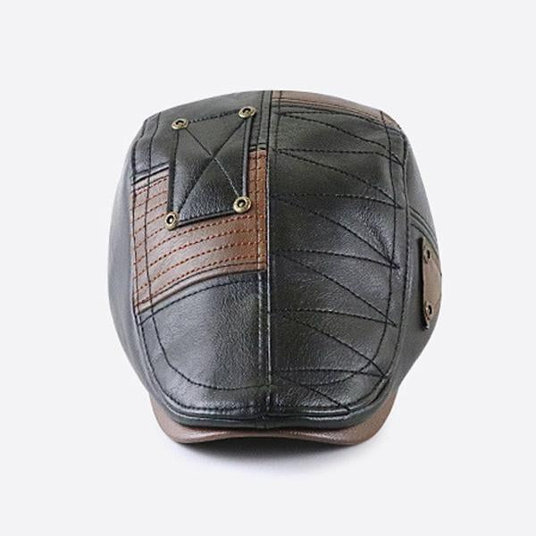 Mens Patchwork Leather Hat Hats