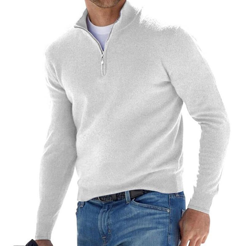 Maglione pullover con cerniera tinta unita da uomo 80501121X