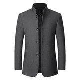 Men's Stand Collar Solid Color Woolen Coat 09916804X