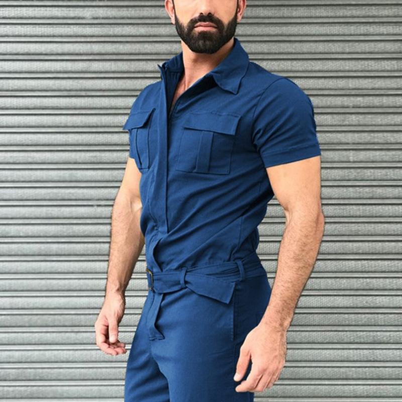 Men's Workwear Solid Color Jumpsuit 85674394X