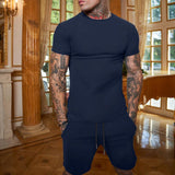 Men's Casual Solid Short Sleeve T-shirt Shorts Set 21148747Z