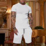 Men's Casual Solid Short Sleeve T-shirt Shorts Set 21148747Z