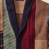 Men's Vintage Colorblock Sweater Knit Cardigan 63328684X