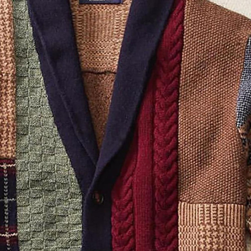Men's Vintage Colorblock Sweater Knit Cardigan 63328684X