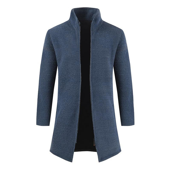 Men's Stand Collar Solid Color Cardigan Sweater Jacket 78804348X
