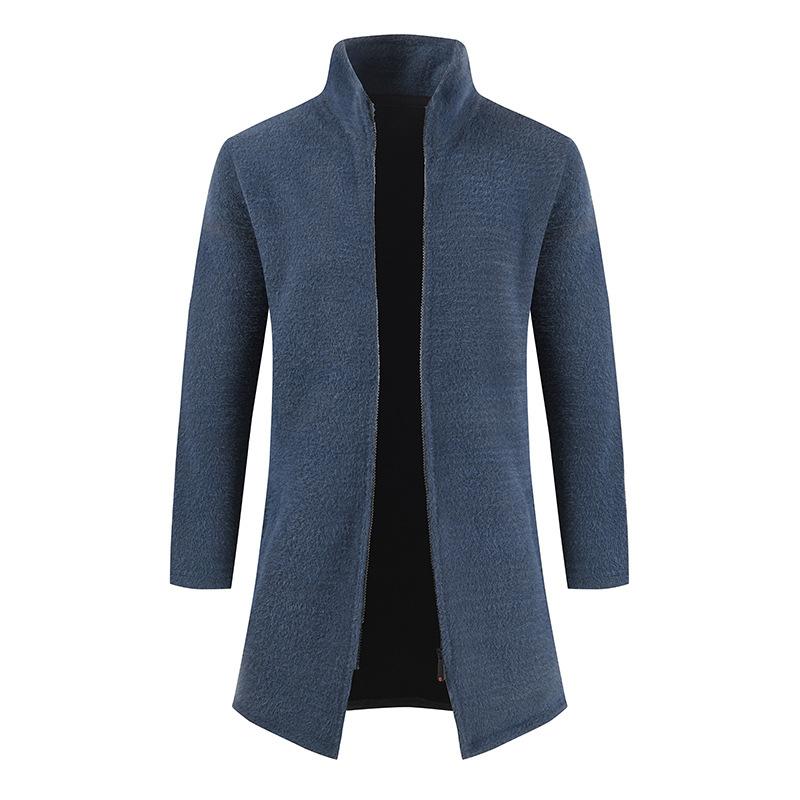 Men's Stand Collar Solid Color Cardigan Sweater Jacket 78804348X