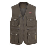 Mens Cotton Outdoor Multi-Pocket Casual Vest 32497248M Army Green / S Vests
