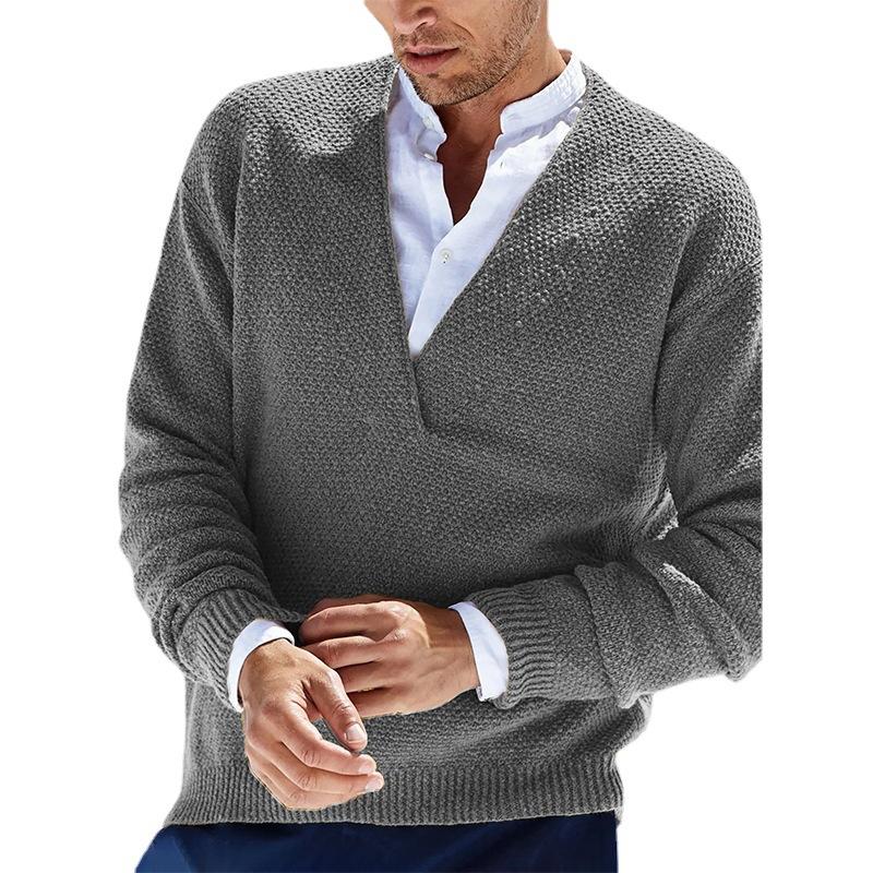 Men's Slim Fit Long Sleeve V-Neck Knit Pullover Sweater 57994922M