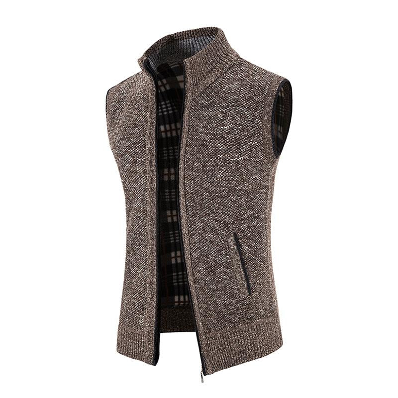 Men's Casual Stand Collar Zipper Knitted Vest 07947834M