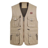 Mens Cotton Outdoor Multi-Pocket Casual Vest 32497248M Light Khaki / S Vests