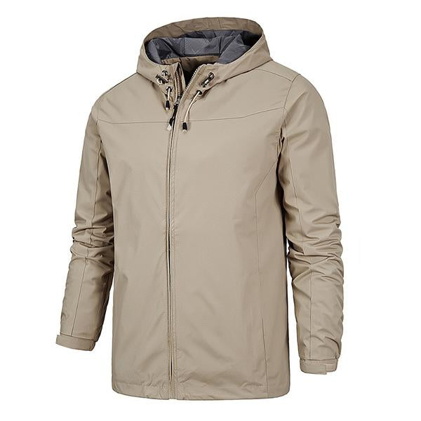 Mens Casual Sports Waterproof Windproof Thin Jacket 56209092M Light Khaki / S Coats & Jackets