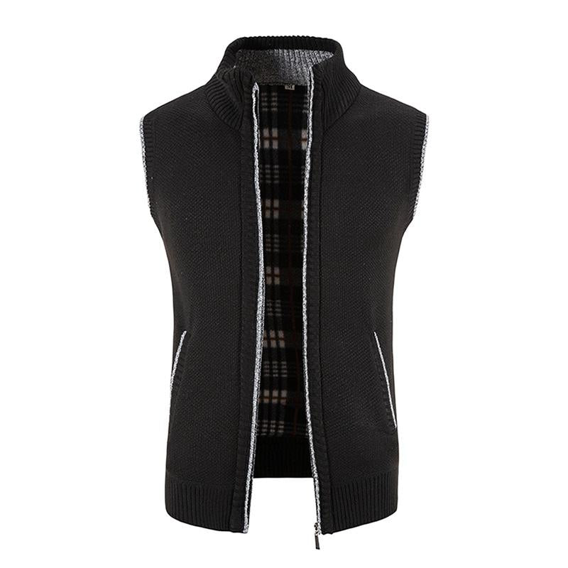 Men's Casual Stand Collar Zipper Knitted Vest 07947834M