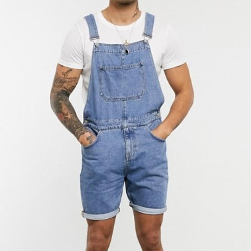 Men's Casual Vintage Denim Shorts Overalls 70861382Y