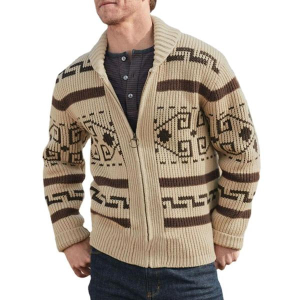 Veste cardigan à revers à imprimé géométrique pour hommes 30728593X