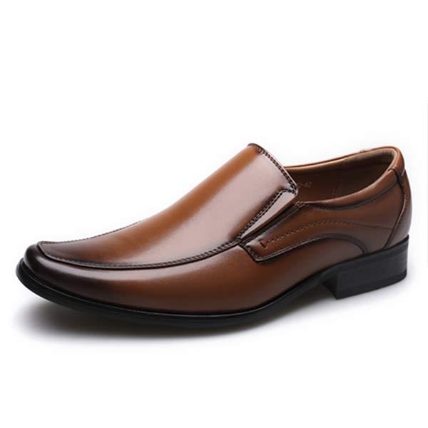 Mens Slip On Small Square Leather Shoes 17995831 Brown / 6.5 Shoes