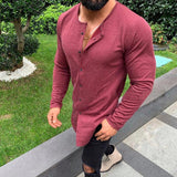 Men's Solid Color Casual Single Breasted T-Shirt Cardigan 05735806X