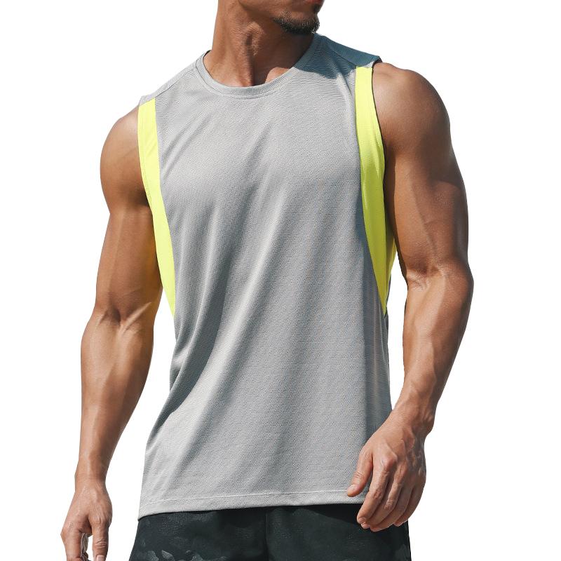 Men's Color Block Sleeveless Quick Dry T-Shirt 97644923Y
