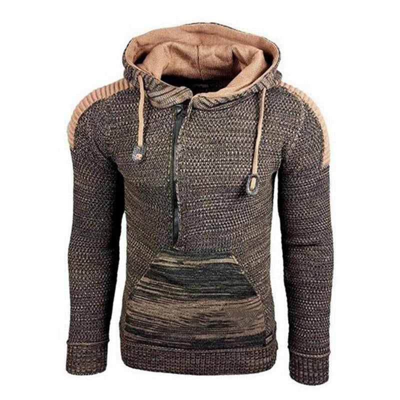 Felpa con cappuccio casual da uomo a maniche lunghe, in maglia, 17002971M