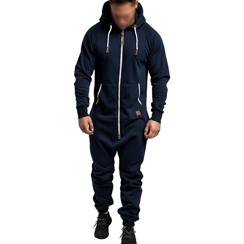 Men's Casual Solid Color Hooded Jumpsuit 53093178Y