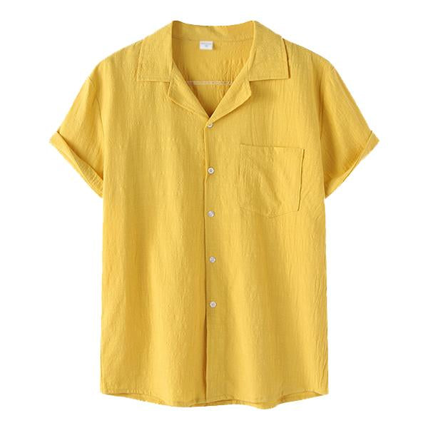 Men's Casual Thin Cotton Linen Short Sleeve Shirt 56599850M