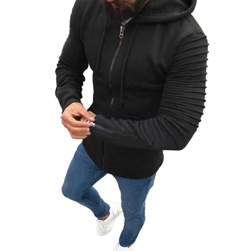 Men's Pleated Long Sleeve Hoodie 76067023X