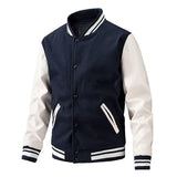 Men's Casual Slim Thin Cotton Wool Colorblock Baseball Jacket 39620548M