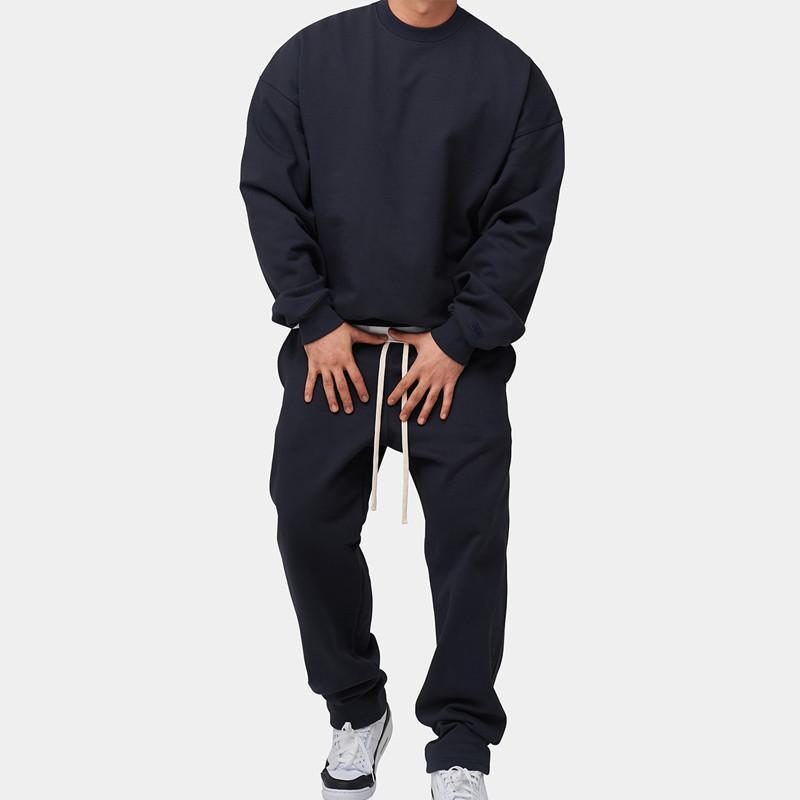 Men's Solid Loose Sweatshirt Set 33123705Z