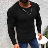 Men's Round Neck Slim Long Sleeve Pullover Knit Sweater 09024510M