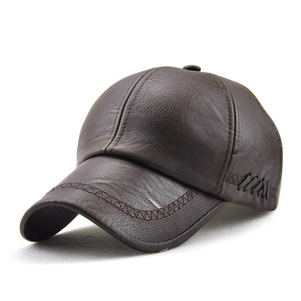 Leather Baseball Cap 32740655X Coffee Hats