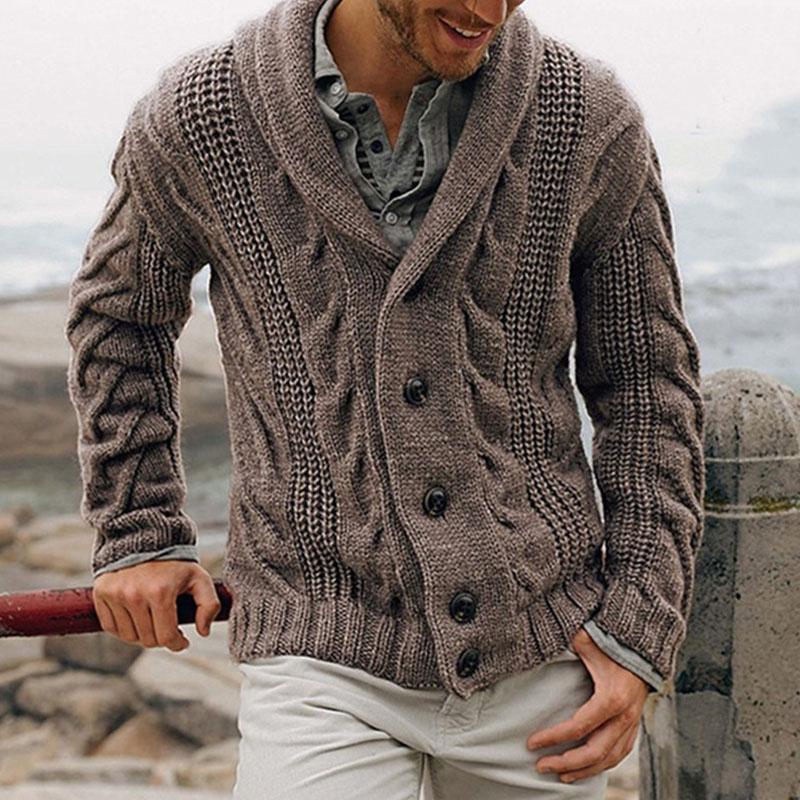 Men's Lapel Button Knit Sweater Cardigan 09983267M