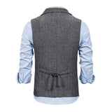 Men's Vintage Lapel Herringbone Single Breasted Vest 05741062M