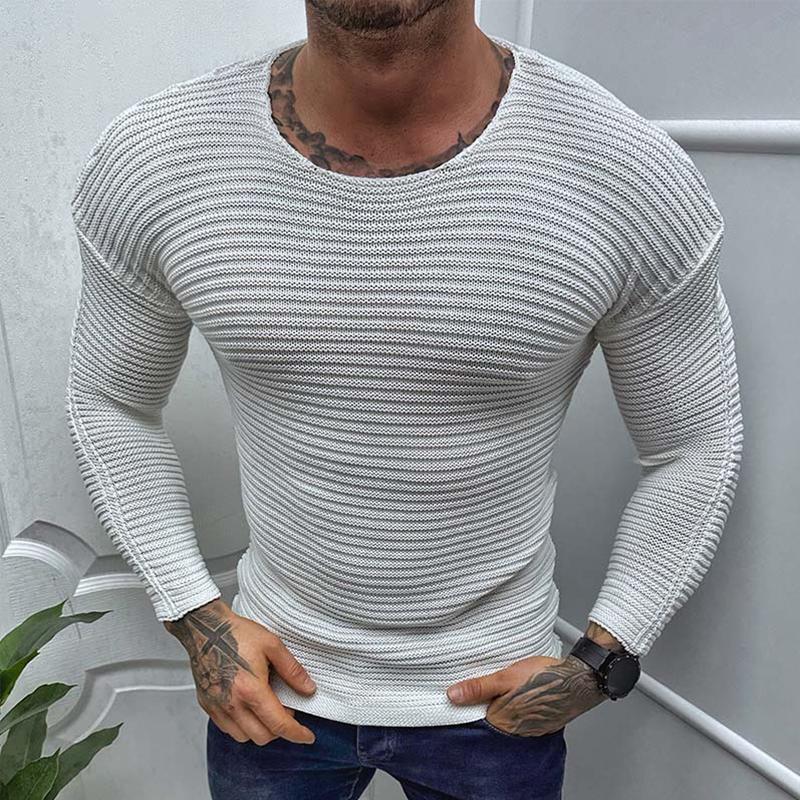 Men's Casual Round Neck Slim Long Sleeve Sweater 56026532M